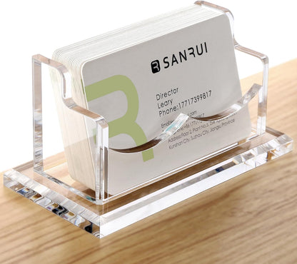 Acrylic Business Card Holder for Desk, Clear Horizontal 2Slots