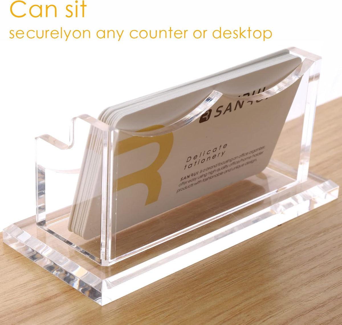 Acrylic Business Card Holder for Desk, Clear Horizontal 2Slots