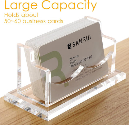 Acrylic Business Card Holder for Desk, Clear Horizontal 2Slots