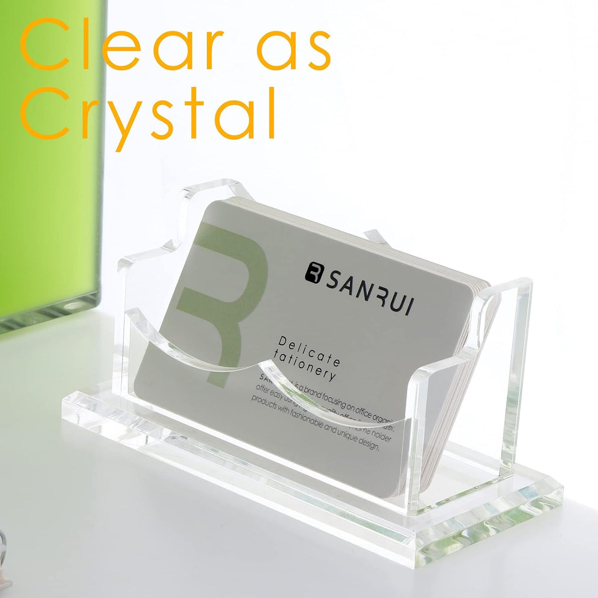 Acrylic Business Card Holder for Desk, Clear Horizontal 2Slots