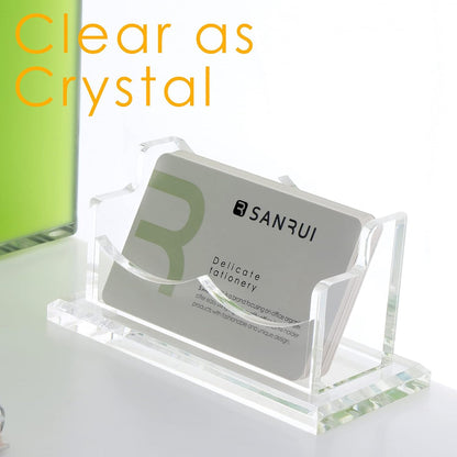 Acrylic Business Card Holder for Desk, Clear Horizontal 2Slots