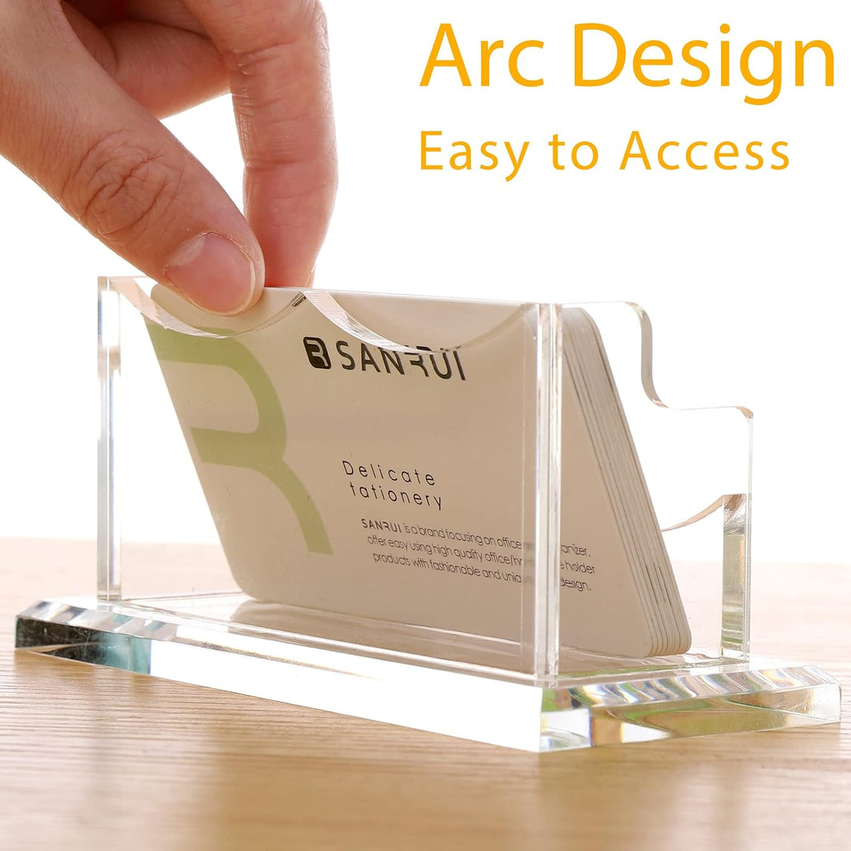 Acrylic Business Card Holder for Desk, Clear Horizontal 2Slots