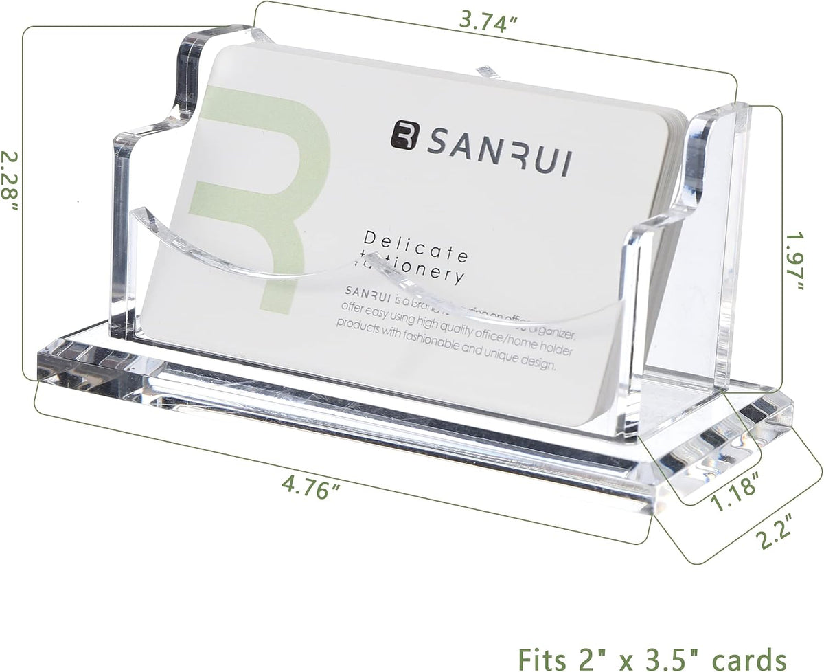 Acrylic Business Card Holder for Desk, Clear Horizontal 2Slots