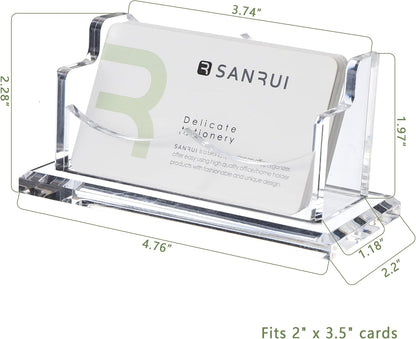 Acrylic Business Card Holder for Desk, Clear Horizontal 2Slots