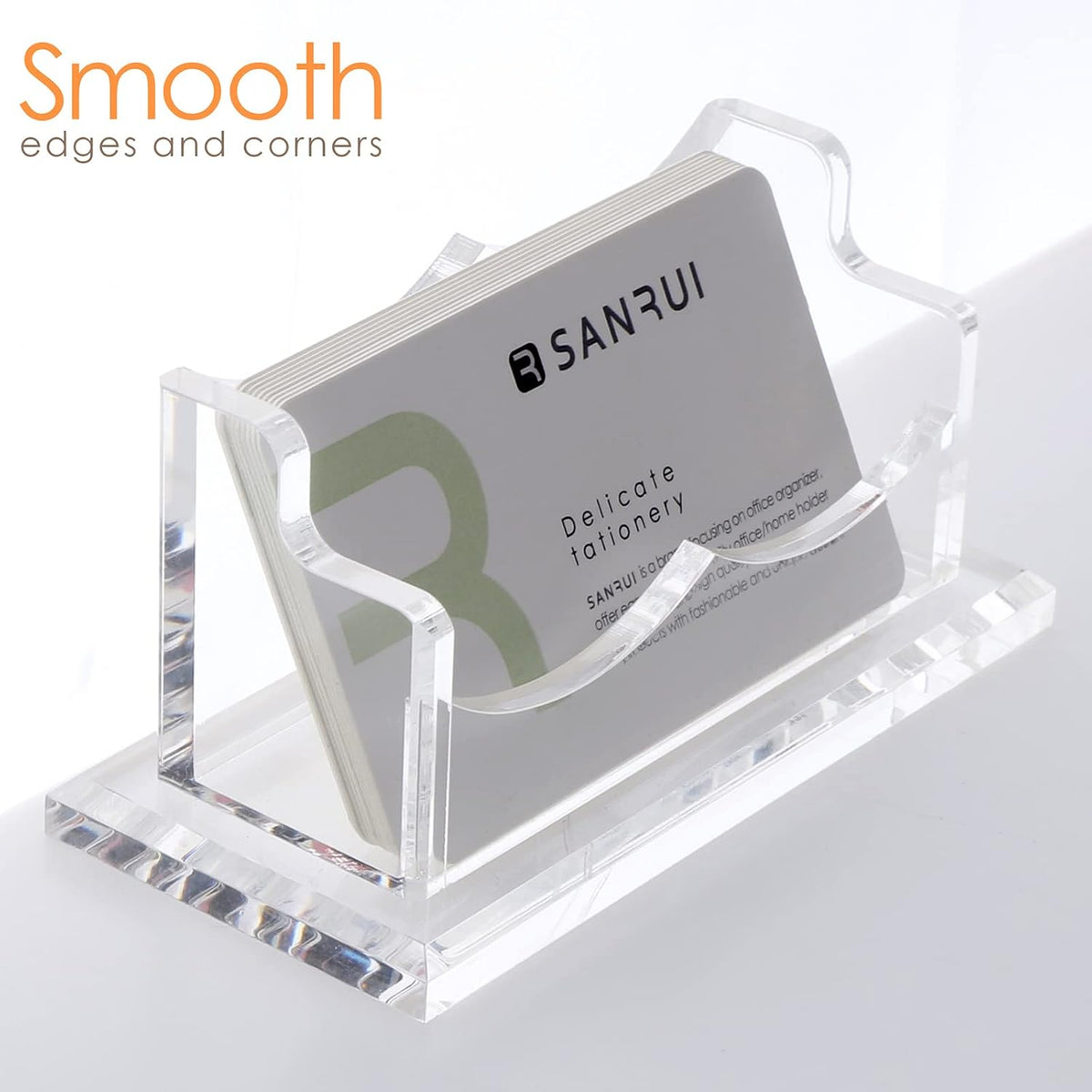 Acrylic Business Card Holder for Desk, Clear Horizontal 2Slots
