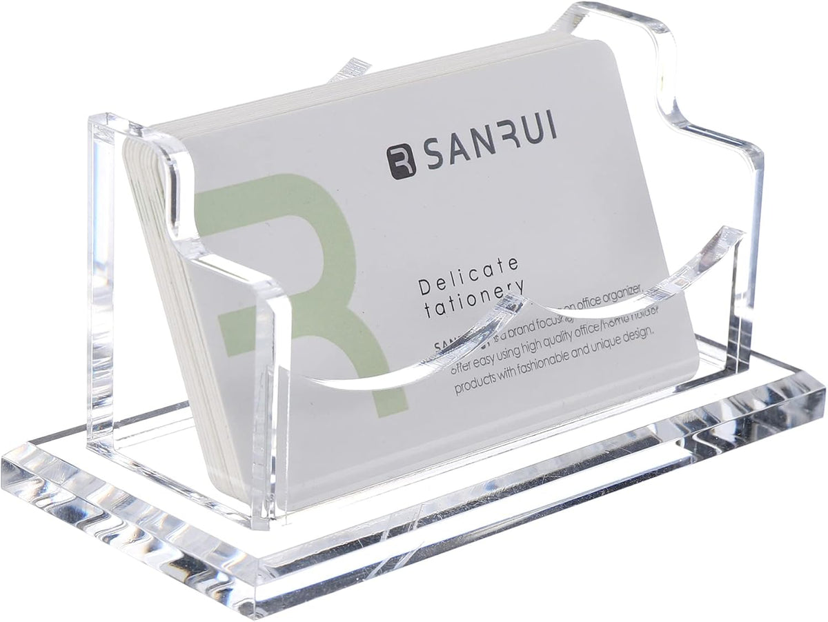 Acrylic Business Card Holder for Desk, Clear Horizontal 2Slots