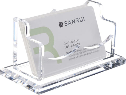 Acrylic Business Card Holder for Desk, Clear Horizontal 2Slots