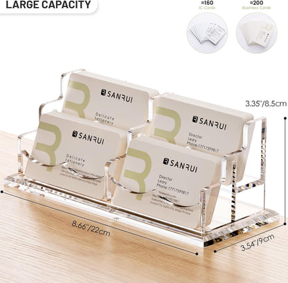 Acrylic Business Card Holder for Desk, Clear Horizontal 2Slots