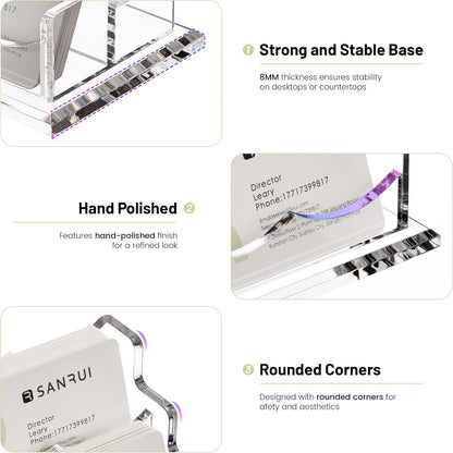 Acrylic Business Card Holder for Desk, Clear Horizontal 2Slots