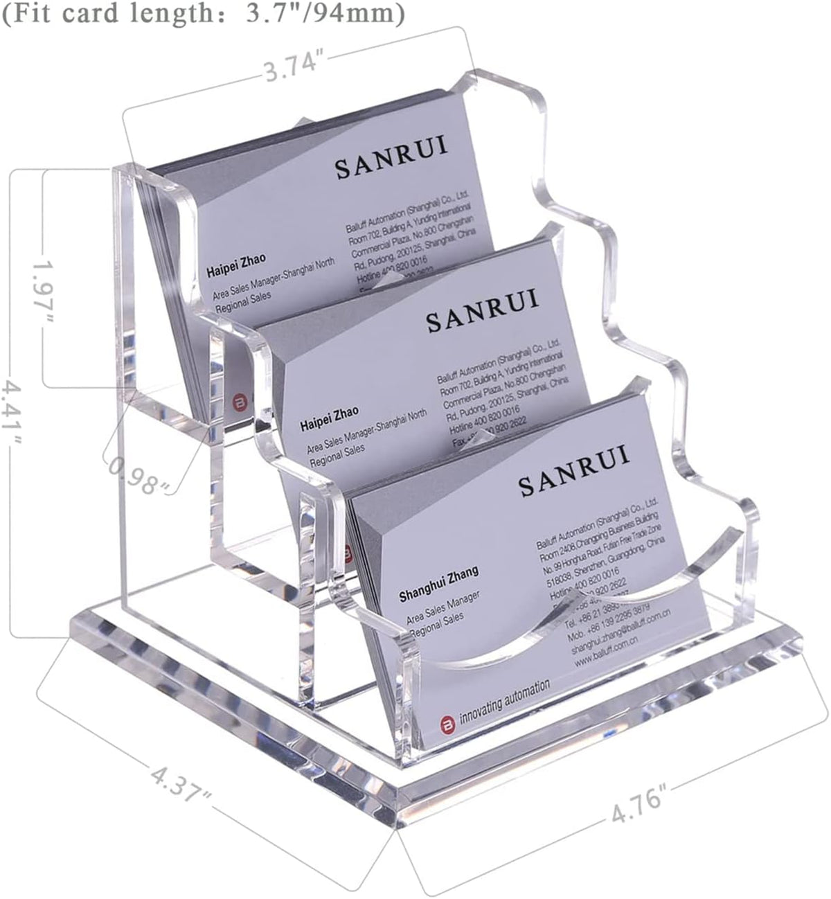 Acrylic Business Card Holder for Desk, Clear Horizontal 2Slots
