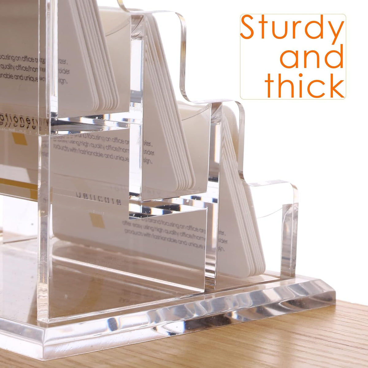 Acrylic Business Card Holder for Desk, Clear Horizontal 2Slots