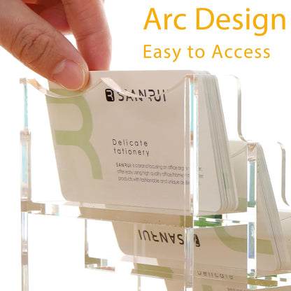 Acrylic Business Card Holder for Desk, Clear Horizontal 2Slots
