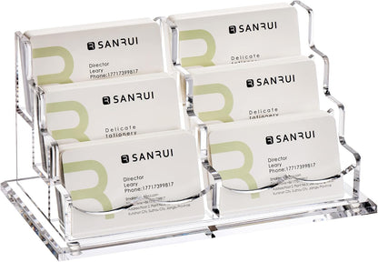 Acrylic Business Card Holder for Desk, Clear Horizontal 2Slots