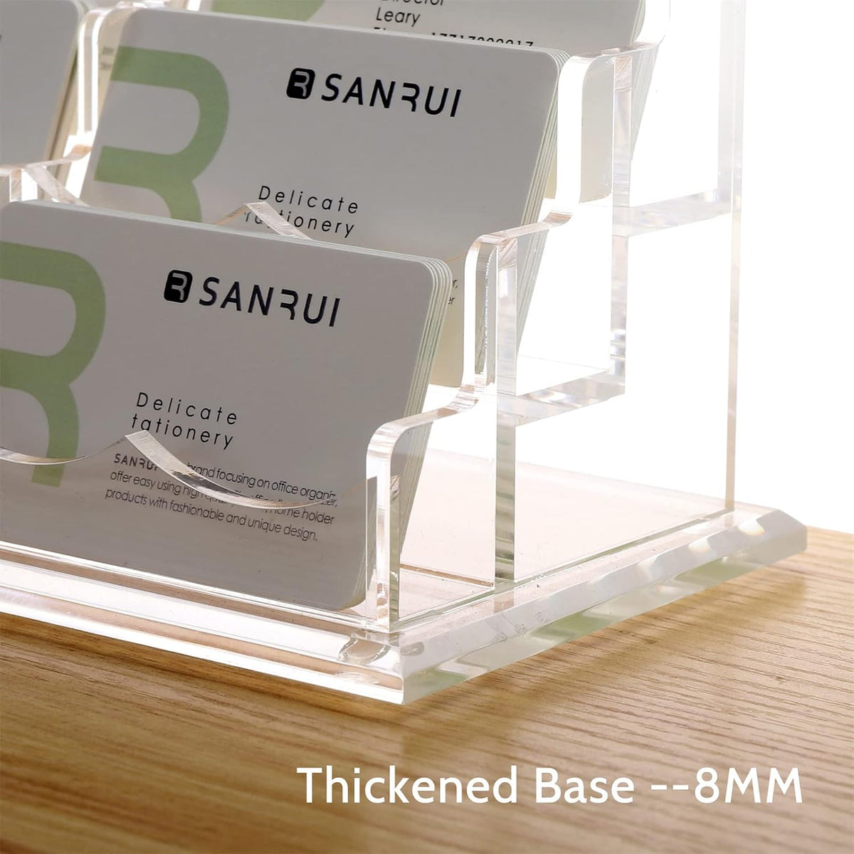 Acrylic Business Card Holder for Desk, Clear Horizontal 2Slots