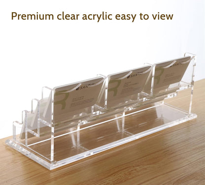 Acrylic Business Card Holder for Desk, Clear Horizontal 2Slots