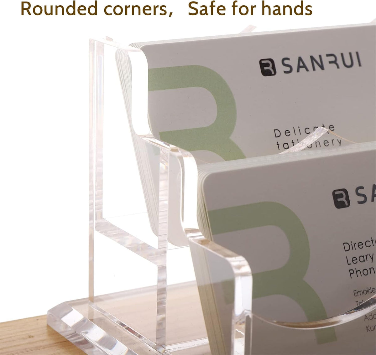 Acrylic Business Card Holder for Desk, Clear Horizontal 2Slots