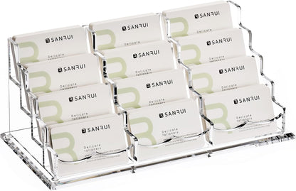 Acrylic Business Card Holder for Desk, Clear Horizontal 2Slots