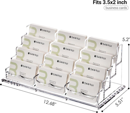 Acrylic Business Card Holder for Desk, Clear Horizontal 2Slots