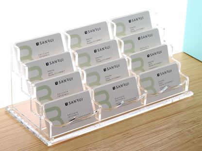 Acrylic Business Card Holder for Desk, Clear Horizontal 2Slots