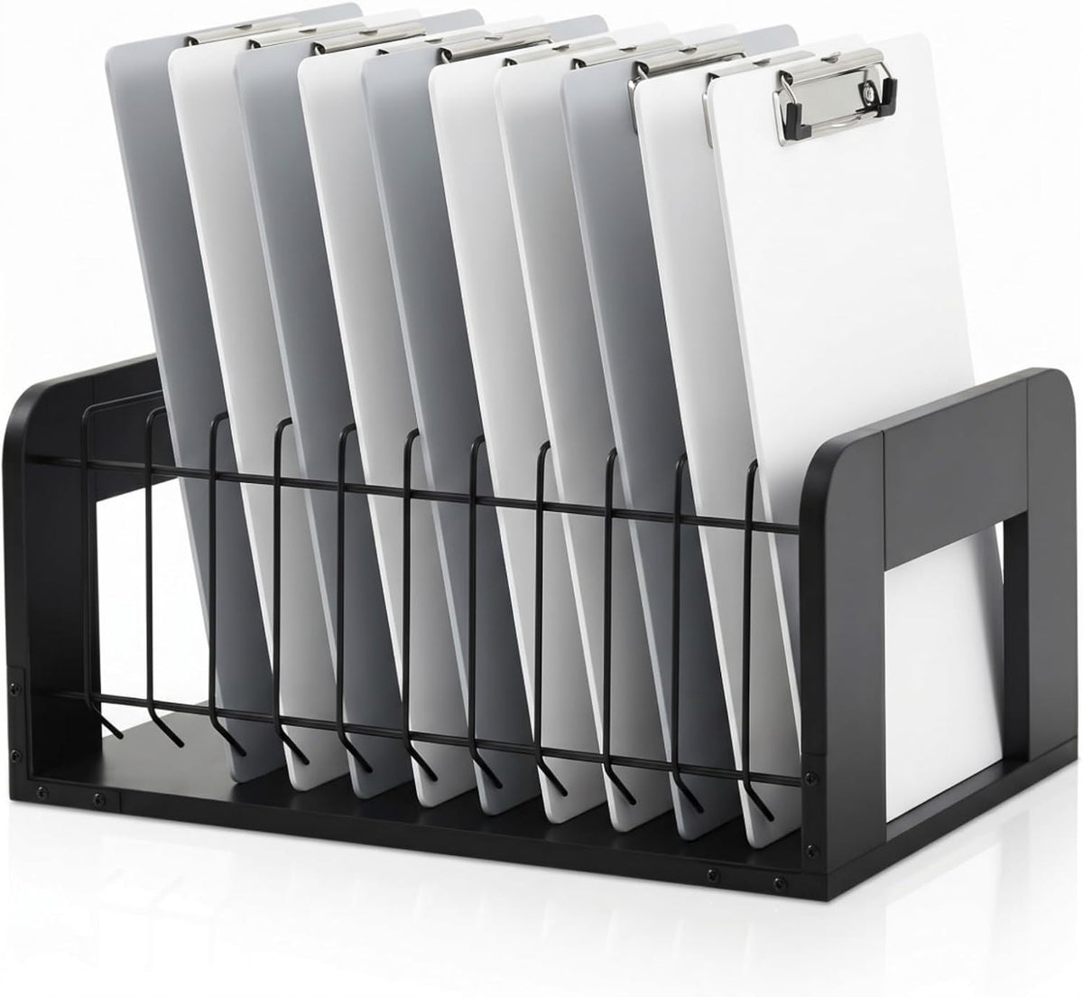 1 Pcs Vertical Clipboard Holder, 12Slot Clipboard Storage Rack, Black