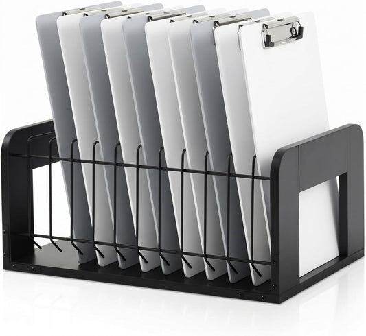 1 Pcs Vertical Clipboard Holder, 12Slot Clipboard Storage Rack, Black