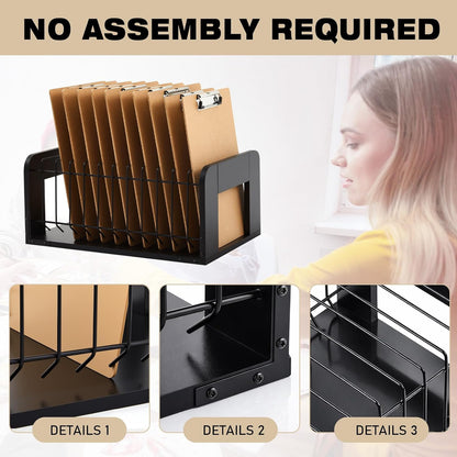 1 Pcs Vertical Clipboard Holder, 12Slot Clipboard Storage Rack, Black