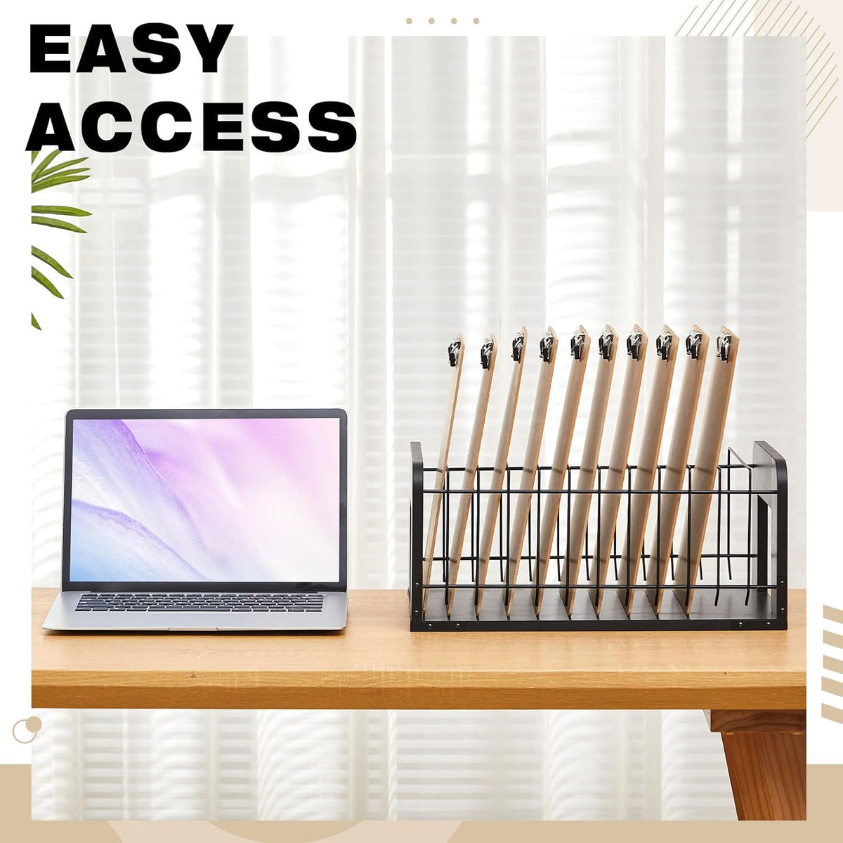 1 Pcs Vertical Clipboard Holder, 12Slot Clipboard Storage Rack, Black