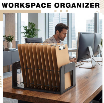 1 Pcs Vertical Clipboard Holder, 12Slot Clipboard Storage Rack, Black