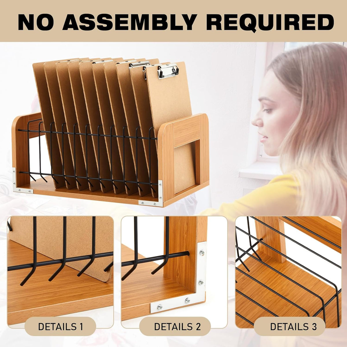 1 Pcs Vertical Clipboard Holder, 12Slot Clipboard Storage Rack, Black