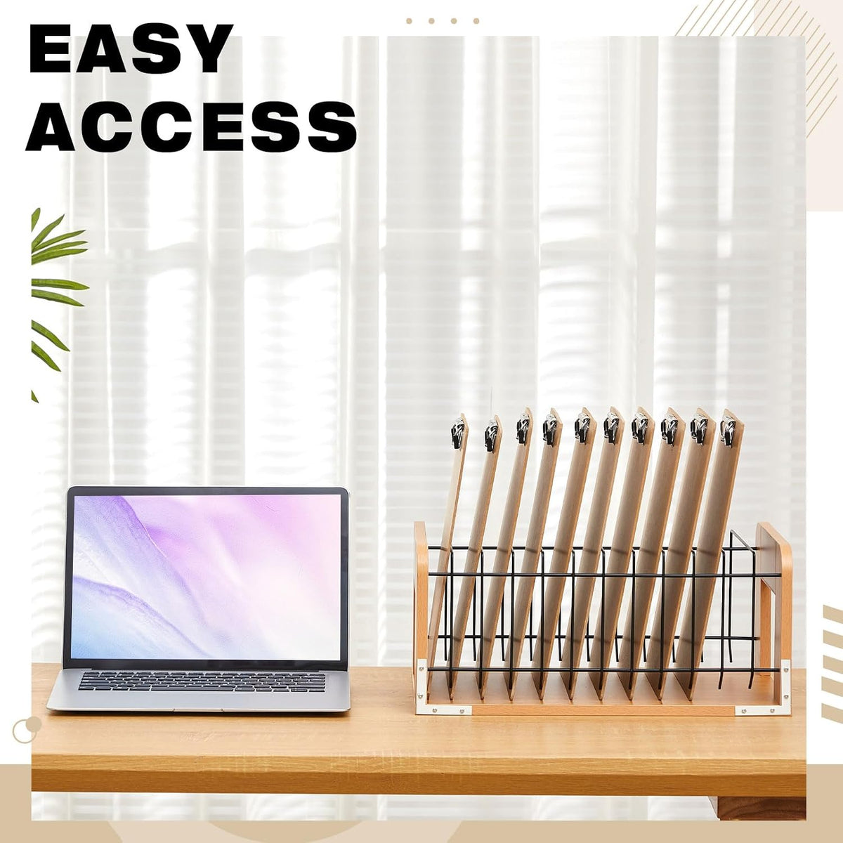 1 Pcs Vertical Clipboard Holder, 12Slot Clipboard Storage Rack, Black