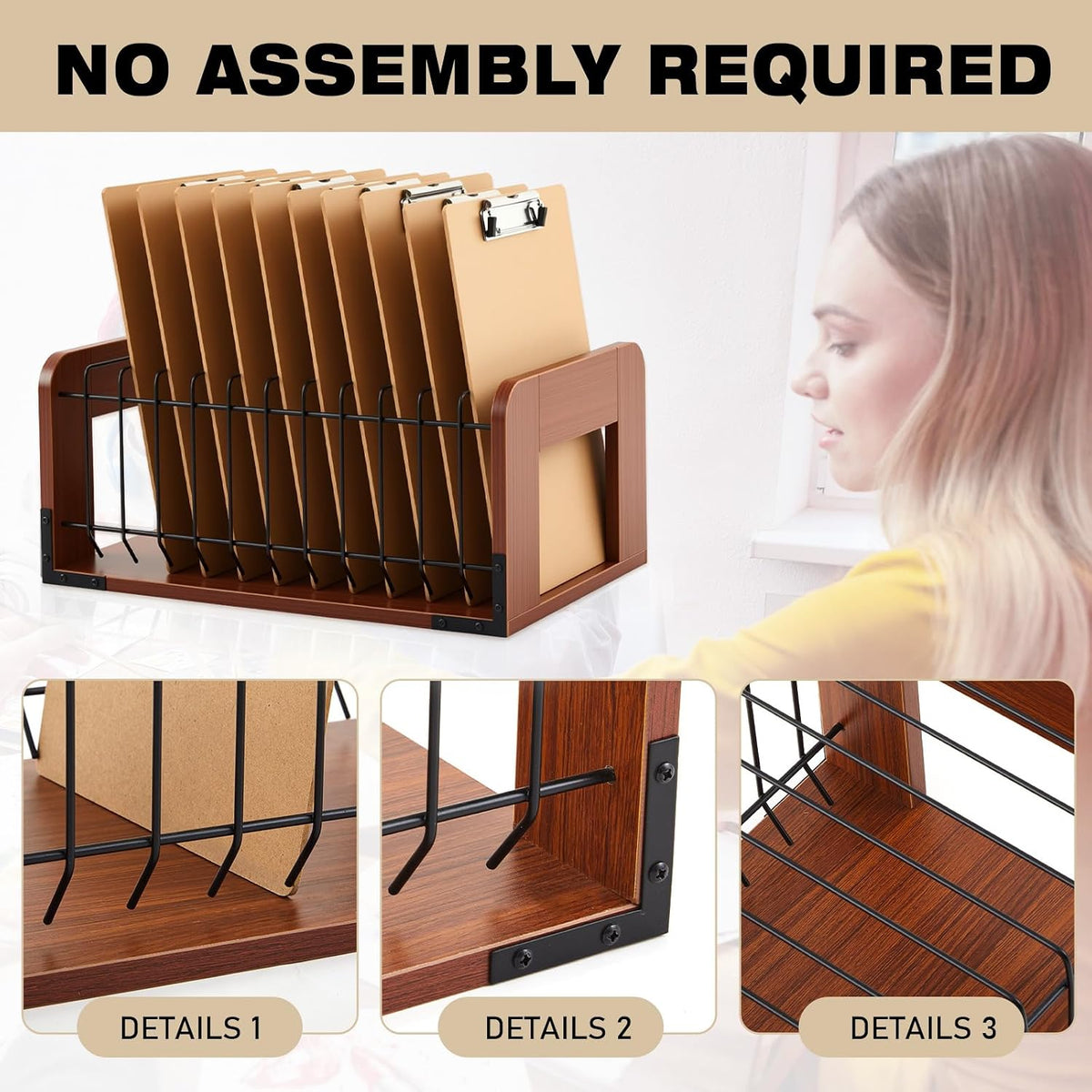 1 Pcs Vertical Clipboard Holder, 12Slot Clipboard Storage Rack, Black