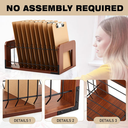 1 Pcs Vertical Clipboard Holder, 12Slot Clipboard Storage Rack, Black