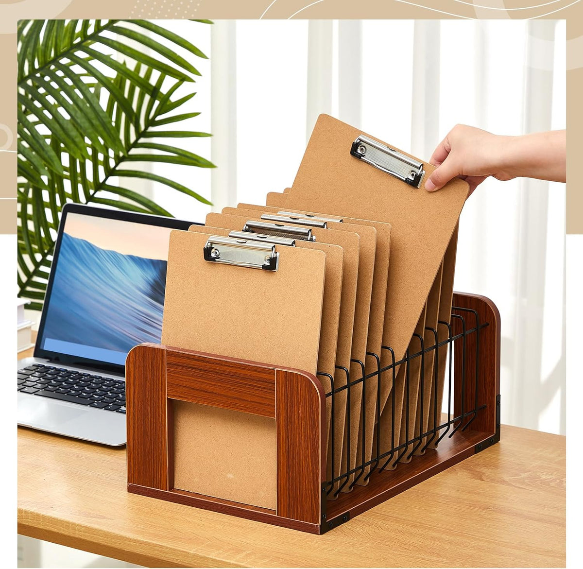 1 Pcs Vertical Clipboard Holder, 12Slot Clipboard Storage Rack, Black
