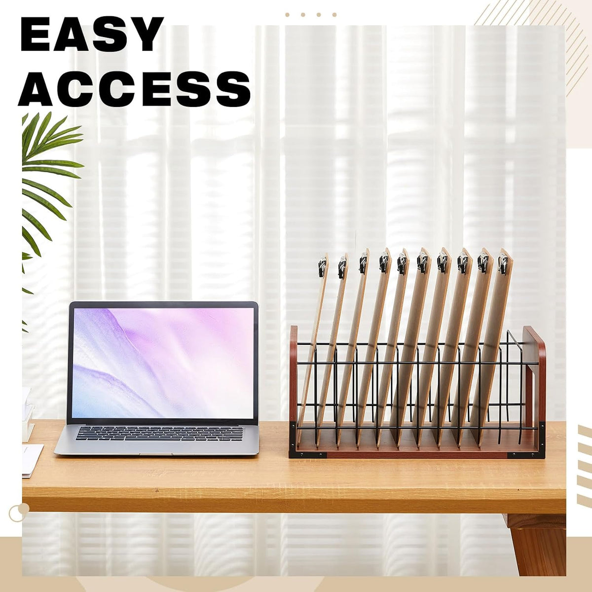 1 Pcs Vertical Clipboard Holder, 12Slot Clipboard Storage Rack, Black