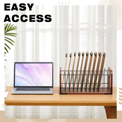 1 Pcs Vertical Clipboard Holder, 12Slot Clipboard Storage Rack, Black