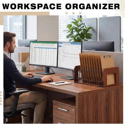 1 Pcs Vertical Clipboard Holder, 12Slot Clipboard Storage Rack, Black