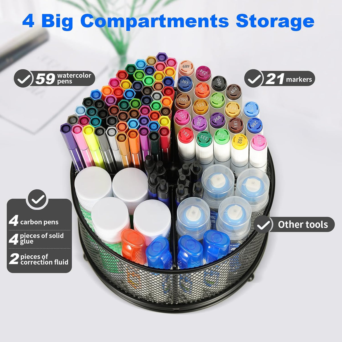 Pen Holder for Desk,360° Rotating Mesh Desk Organizer