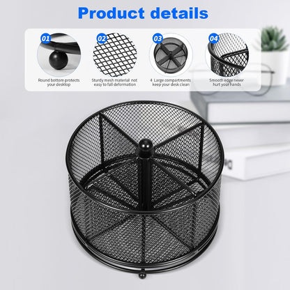 Pen Holder for Desk,360° Rotating Mesh Desk Organizer