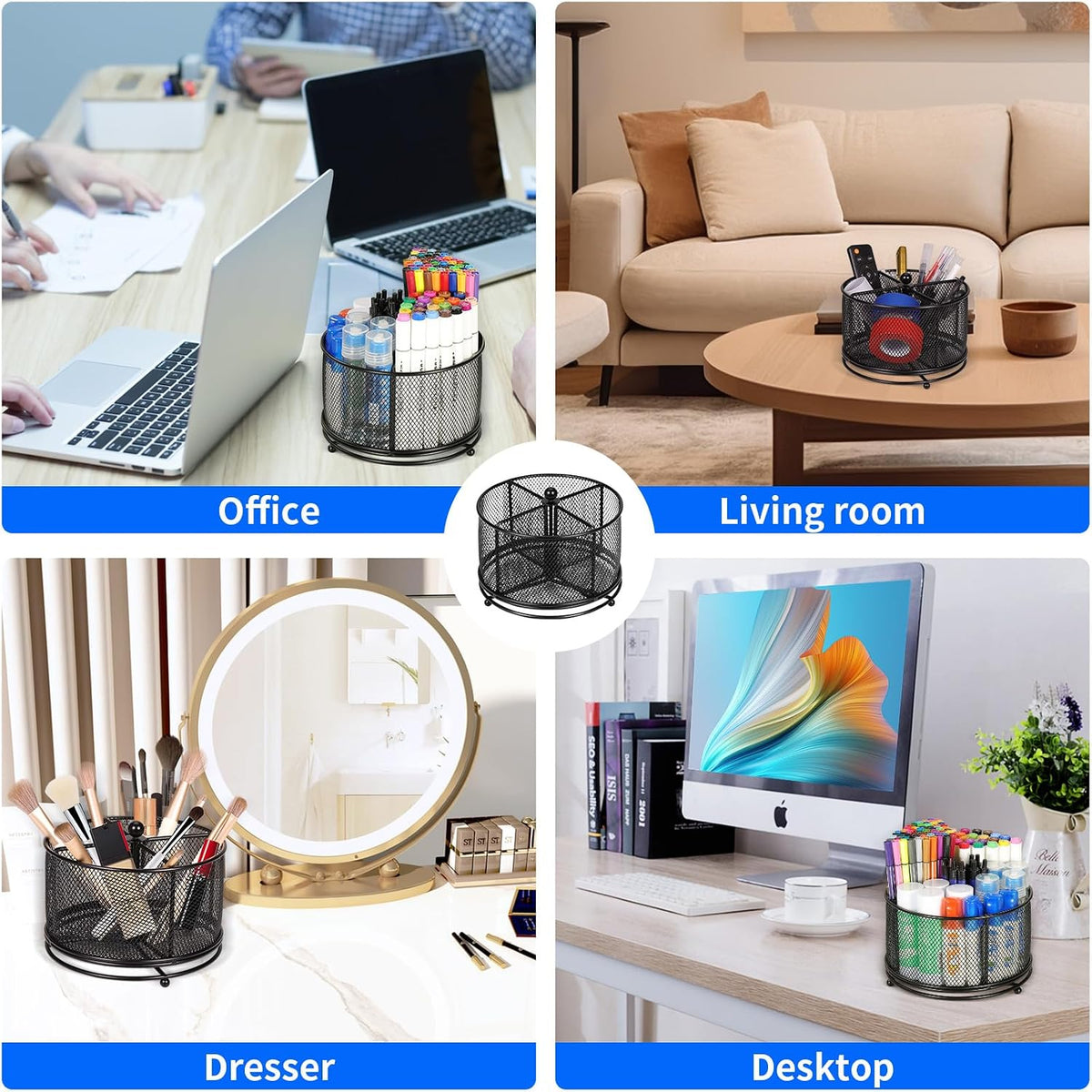 Pen Holder for Desk,360° Rotating Mesh Desk Organizer