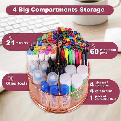 Pen Holder for Desk,360° Rotating Mesh Desk Organizer