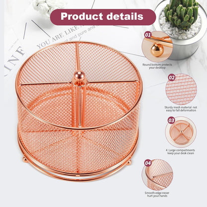 Pen Holder for Desk,360° Rotating Mesh Desk Organizer