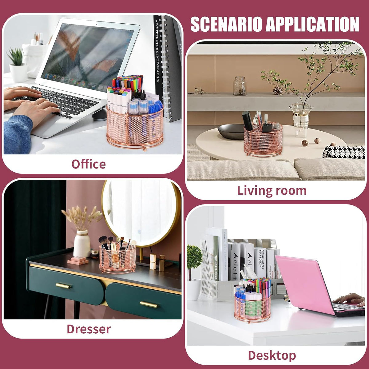 Pen Holder for Desk,360° Rotating Mesh Desk Organizer