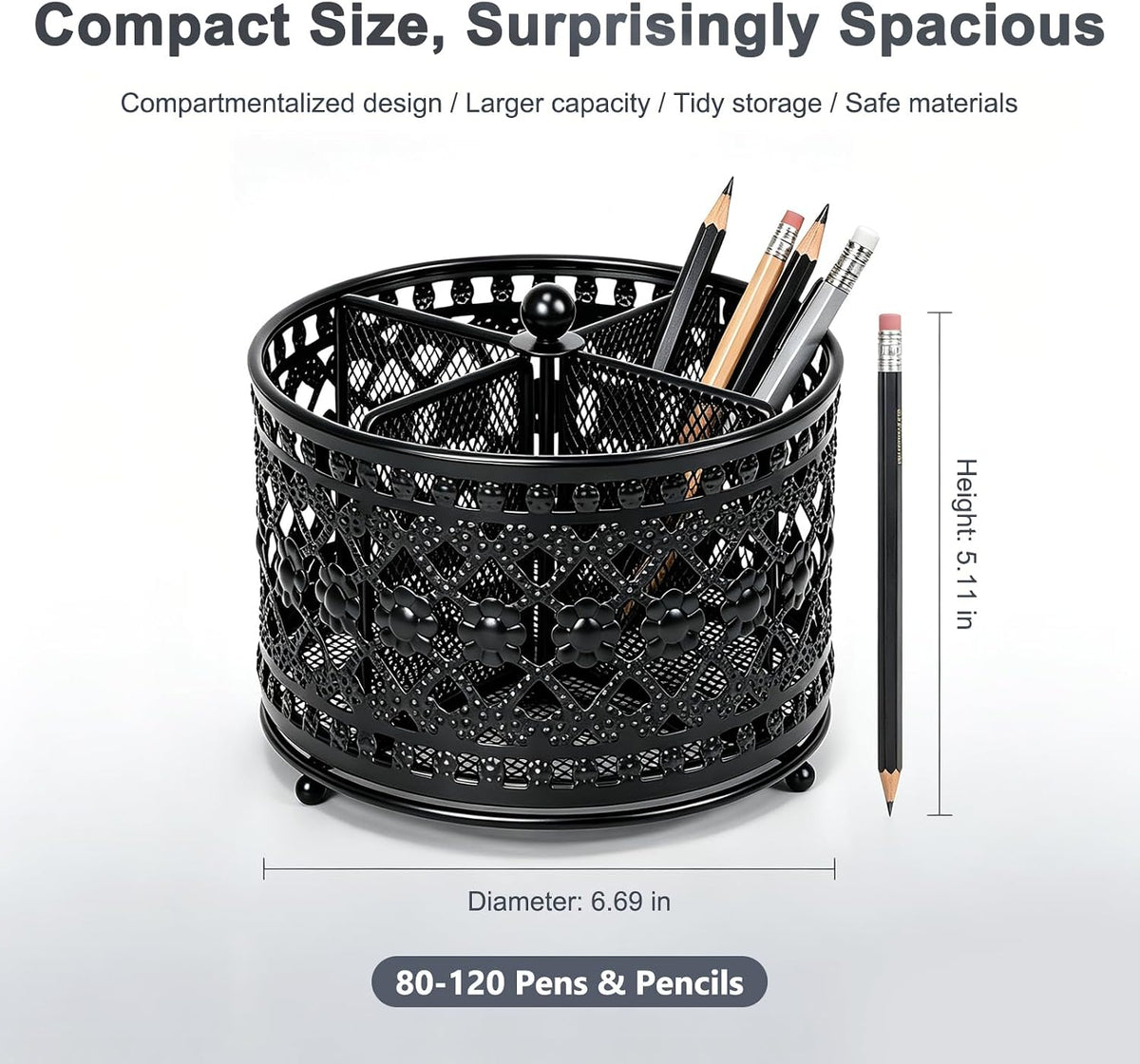 Pen Holder for Desk,360° Rotating Mesh Desk Organizer