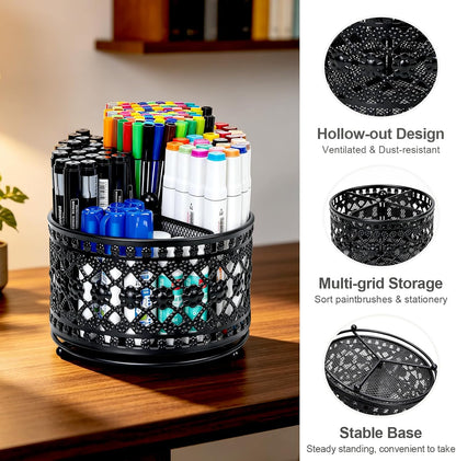 Pen Holder for Desk,360° Rotating Mesh Desk Organizer