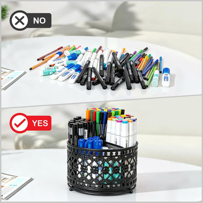 Pen Holder for Desk,360° Rotating Mesh Desk Organizer
