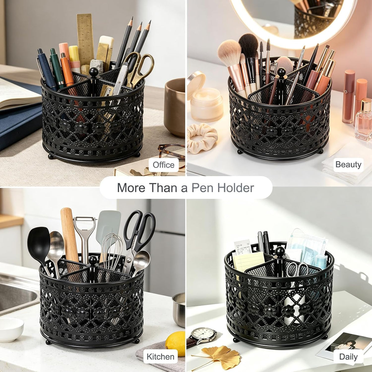 Pen Holder for Desk,360° Rotating Mesh Desk Organizer