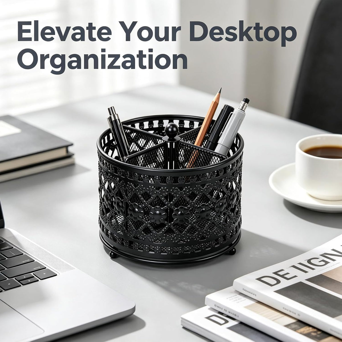Pen Holder for Desk,360° Rotating Mesh Desk Organizer
