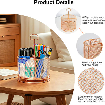 Pen Holder for Desk,360° Rotating Mesh Desk Organizer
