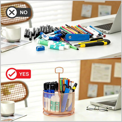 Pen Holder for Desk,360° Rotating Mesh Desk Organizer
