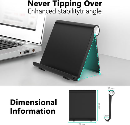 Cell Phone Foldable Stand for Desk, Portable Cell Phone Holder, Adjustable Tablet Dock, Office Desk Accessories for iPhone 17 16 15 14 13 Pro Max Air, Galaxy S25, S24, Black